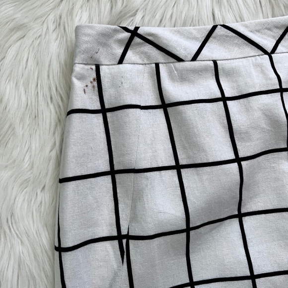 Chadwicks of Boston Linen Blend White & Black Windowpane Pencil Skirt-12 Tall - Picture 9 of 10